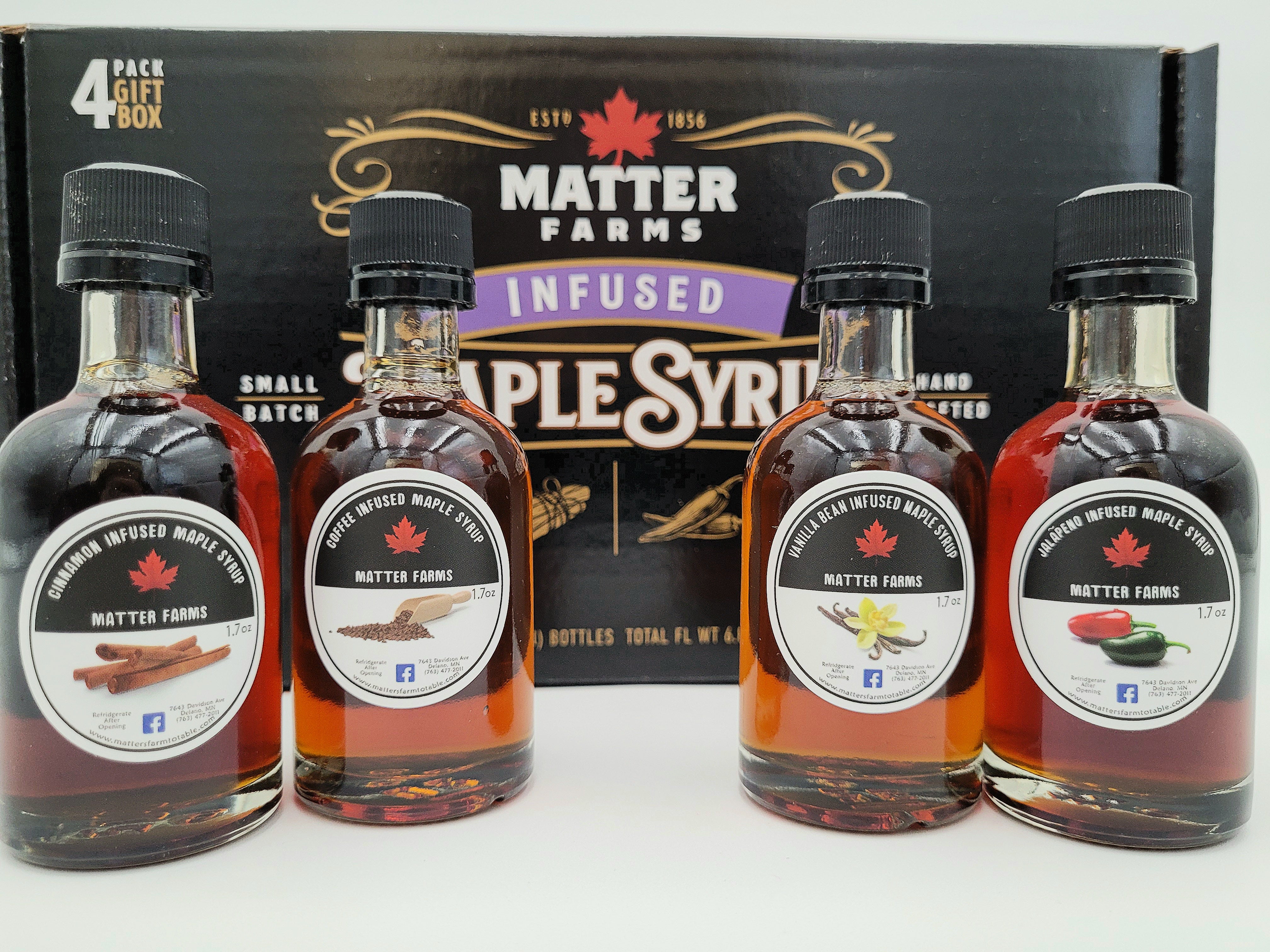 Maple Syrup Samples Gift/Sample 4 Pack - Infused Maple Syrups, Cinnamon, Coffee, Vanilla ...