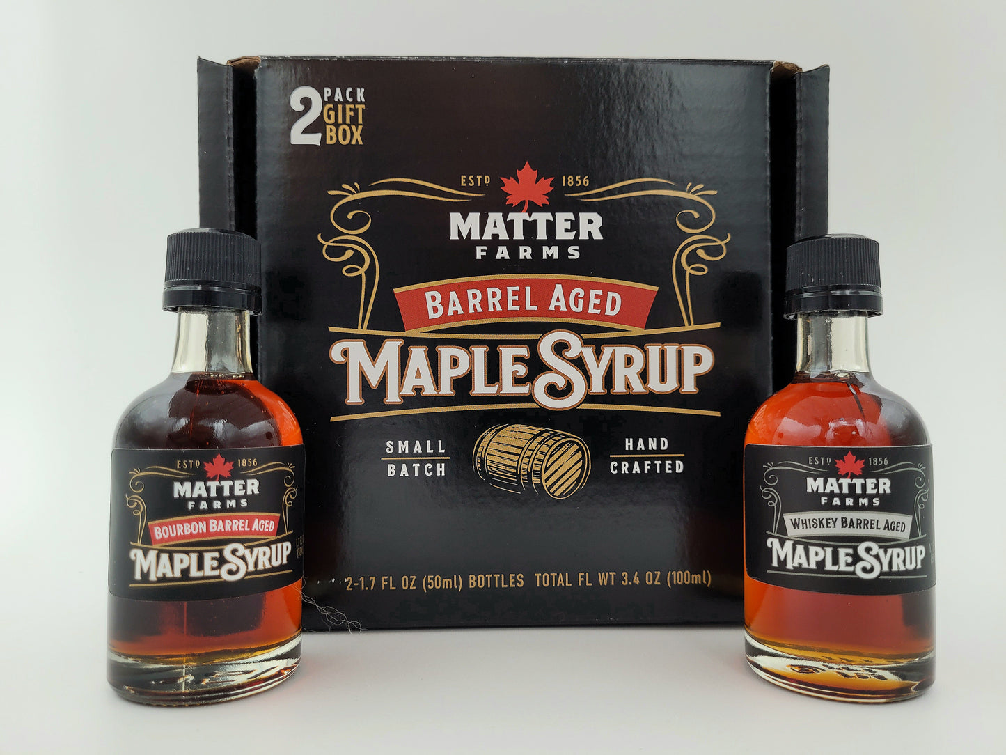 Gift/Sample 2 Pack - Bourbon and Whiskey Barrel Aged Maple Syrup
