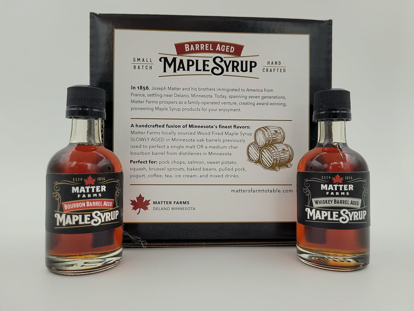 Gift/Sample 2 Pack - Bourbon and Whiskey Barrel Aged Maple Syrup